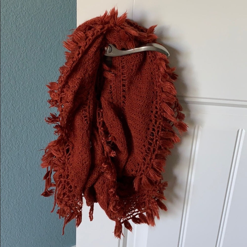 Burnt orange knitted infinity scarf